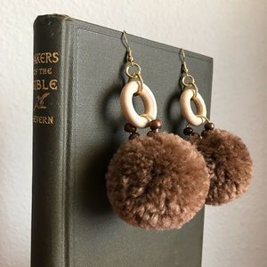 HANDMADE Boho Dangle Pom Pom Earrings